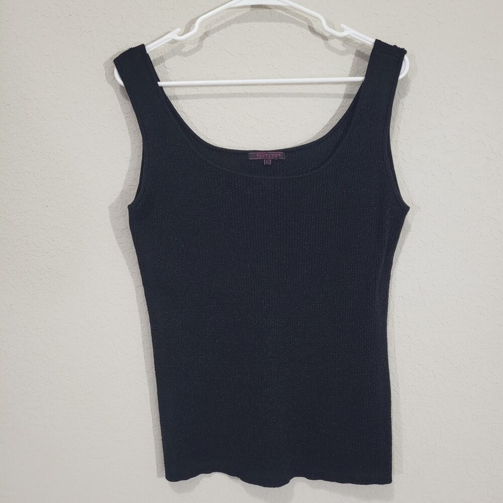 Fontana Ribbed Knit Sleeveless Tank Top Sleeveless Sweater vest Womens L Sparkly